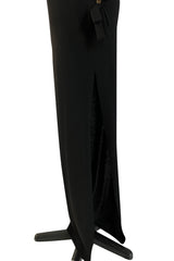 Gorgeous Early 2000s John Anthony One Sleeve Jersey Dress w Full Open Side & Bow Detail
