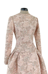 Fall 1994 Nina Ricci Haute Couture Metallic Cord Detailed Lace & Pink Silk Dress