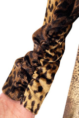 Important Spring 1993 Yves Saint Laurent Runway Draped Neckline Panne Velvet Leopard Print Dress