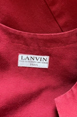Late 1970s- Early 1980s Lanvin Rust Coloured Cotton Caftan Dress w Plunge Front & Side Pockets