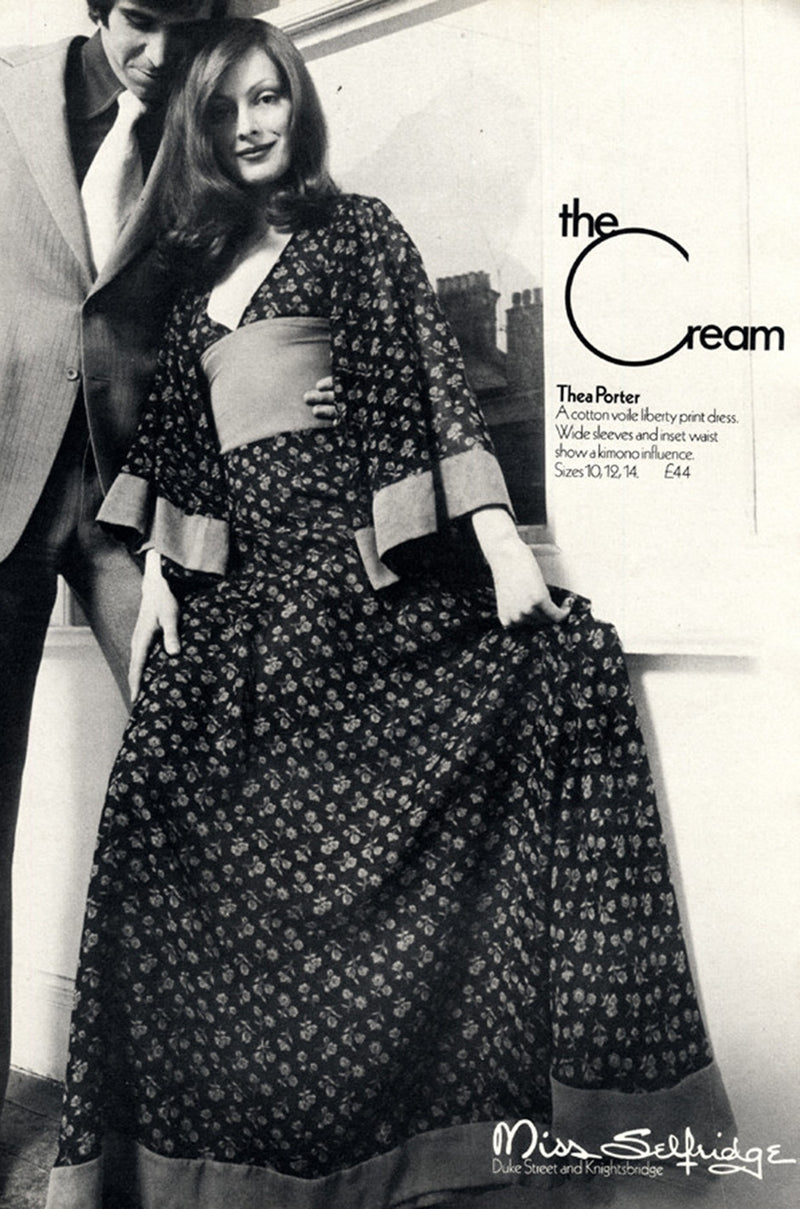 Museum Exhibited 1971 RTW Thea Porter Painted Print Dress