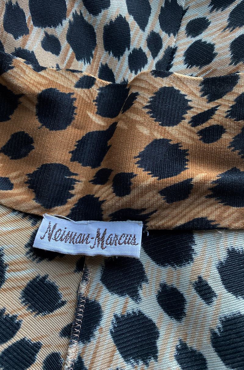 Fabulous 1970s Neiman Marcus Nylon Jersey Leopard Print Tuni & Flared Pant Set