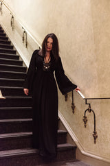 c1969 Iconic Ossie Clark "Graduation" Black Plunge Dress