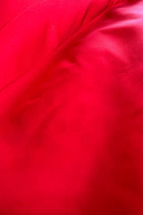 Late 1940s, Early 1950s Strapless Red Silk Satin Full Skirt Dress w Rhinestone Detailing