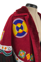 Highly Documented Fall 1991 Isaac Mizrahi Custom Native American Inspired Beaded Sheepskin Coat
