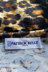 Iconic Fall 1989 Patrick Kelly Off Shoulder Leopard Stretch Velvet Dress
