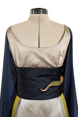 Fall 1994 Guy Laroche Haute Couture Runway Wide Sleeve Dress w Cumberbund & Back Skirt Panel