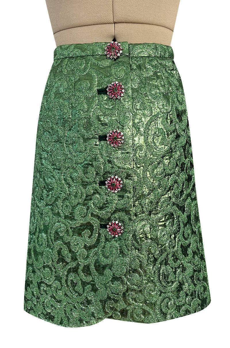 Fall 1989 Ady Couture Lausanne  Yves Saint Laurent Haute Couture Copy Green Metallic Suit
