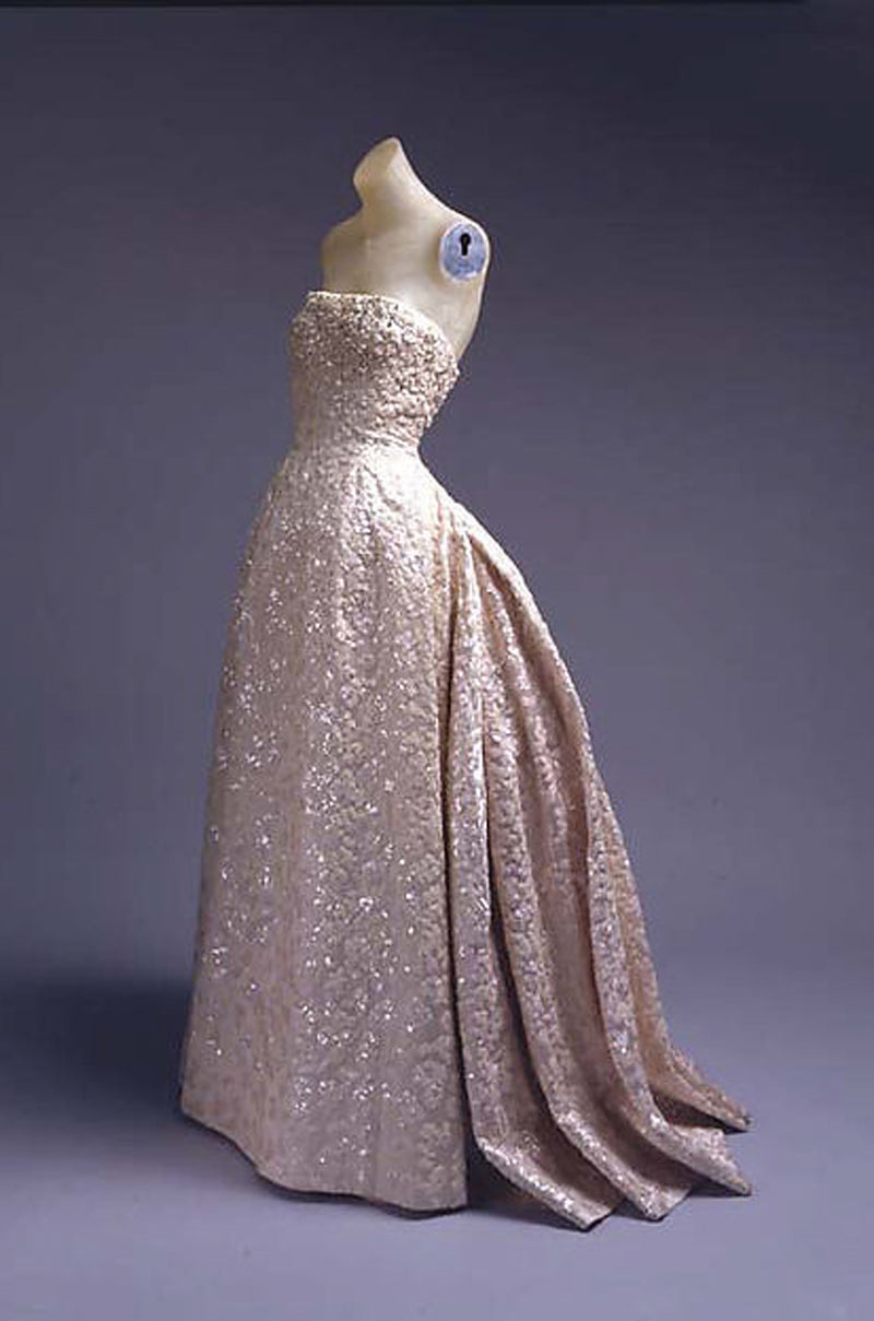 c.1953 Christian Dior Couture Silver & Sequin Fantasty Gown