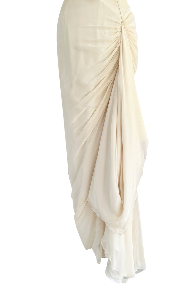 New Ivory Satin Corset top with Chiffon draped neckline by Orchard Corset