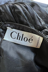 Fabulous 1980s Chloe Black Silk Organza Strapless Dress W Large Bow Detailing