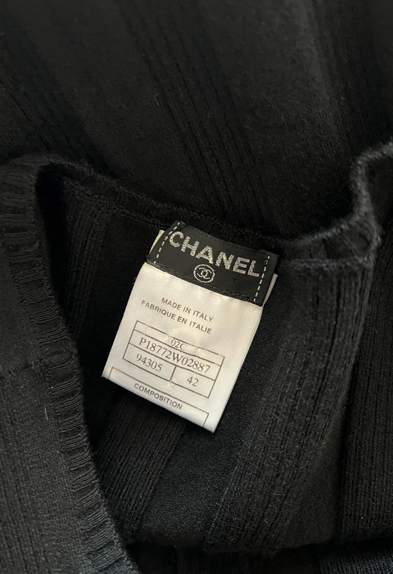 Cruise 2002 Chanel by Karl Lagerfel Cashmere Knit Dress w Silk Chiffon Ribbon Skirt