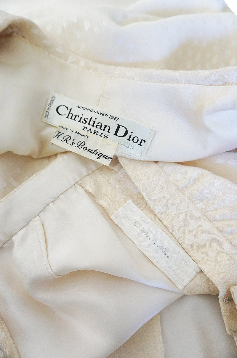 Well Documented Fall 1977 Christian Dior Haute Couture Cream Silk Suit