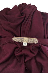 1970s Holly's Harp Deep Burgundy & Gold Silk Jersey Dress w Harem Pant Set