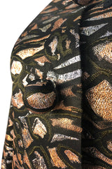 1960s Nina Ricci Metallic Gold Silver Silk Brocade Dress & Jacket Suit Set