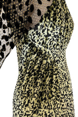 1994 Geoffrey Beene Leopard Print Chenille & Metallic Netting Dress