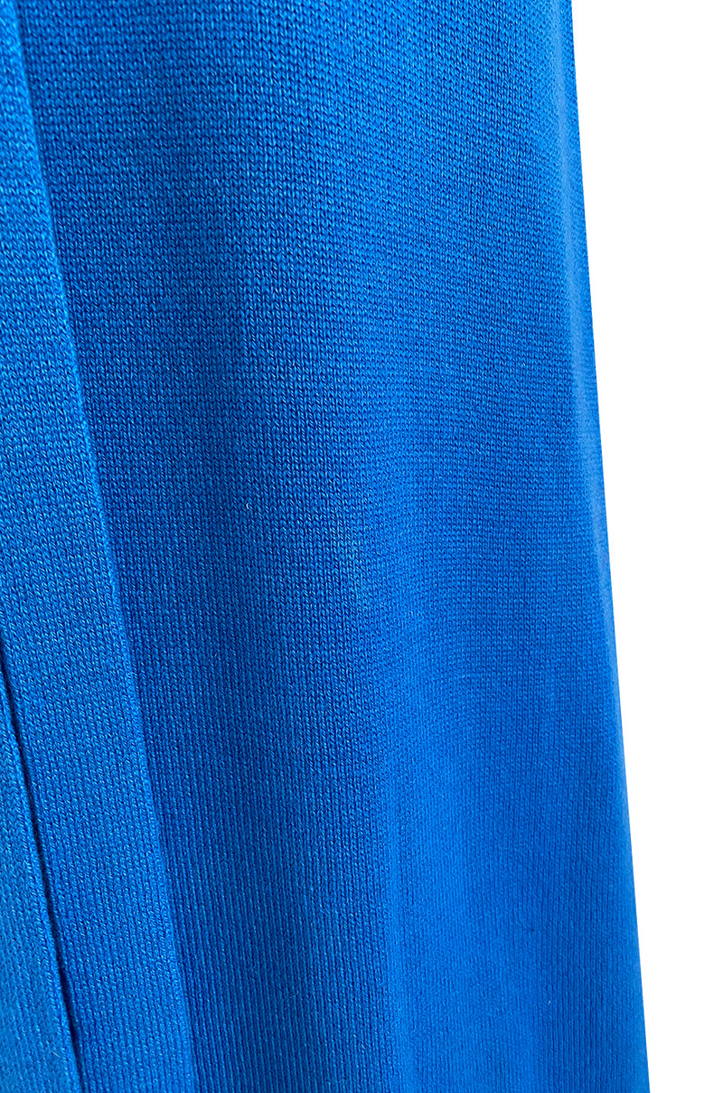 Documented Fall 1977 Halston Cashmere Sky Blue Dress w Extra Long Attached Wrap Ties