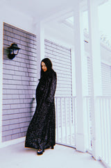 1970s Unlabeled Black Sequin Full Length Trench Style Maxi Coat