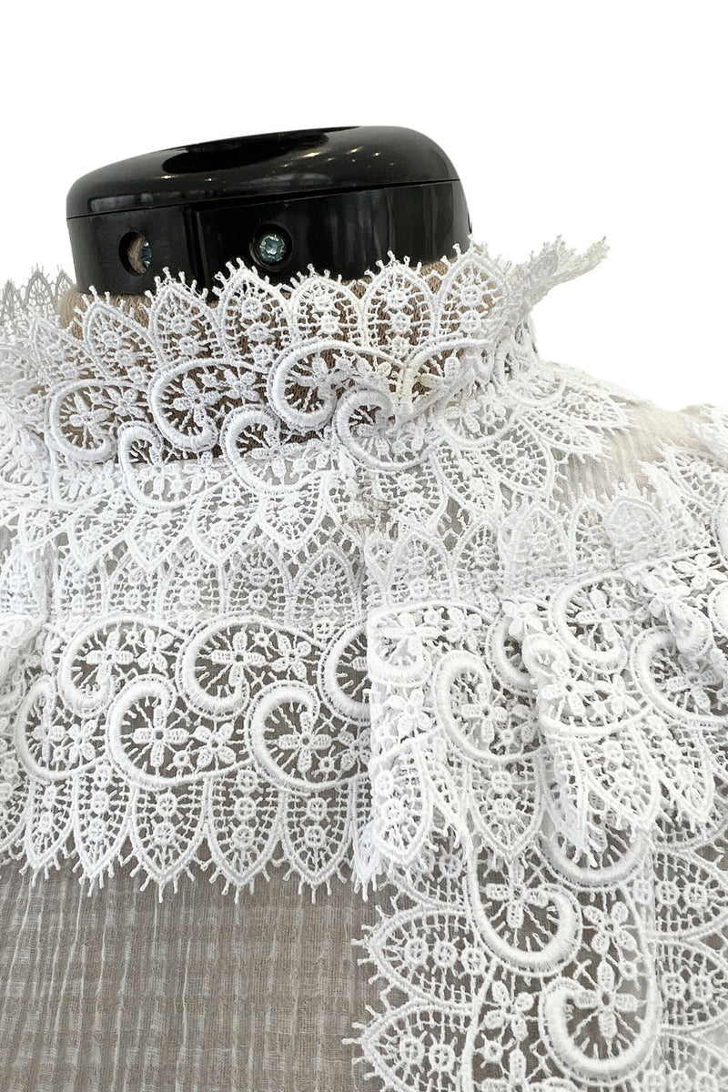 Pristine Mid 2000s Givenchy by Riccardo Tisci White Cotton Gauze & Lace Dress w Matching Underdress