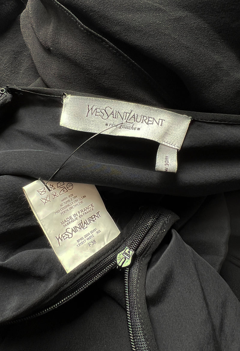 Spring 2004 Yves Saint Laurent by Tom Ford Black Silk Chiffon Dress
