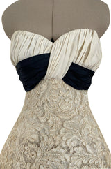 Exceptional Spring 1956 Pierre Balmain Haute Couture Strapless French Alencon Lace & Silk Organza Dress