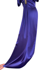 Rare Fall 2011 Christian Dior by John Galliano Purple Silk Satin Open Back Dress