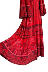 Spring 2017 Valentino by PierPaolo Piccioli Red Silk Dress w Zandra Rhodes Print