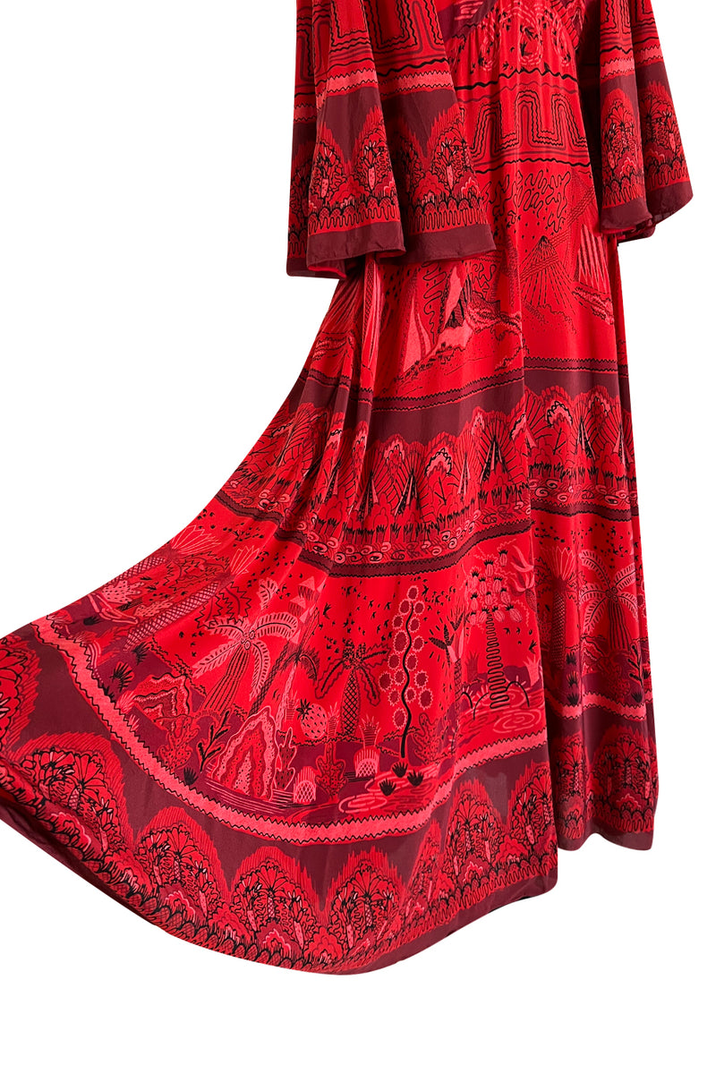 Spring 2017 Valentino by PierPaolo Piccioli Red Silk Dress w Zandra Rhodes Print
