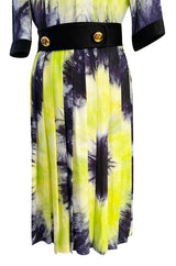 Gorgeous Spring 2019 Prada Look 41 Runway Neon Green & Navy Tie Dye Dress