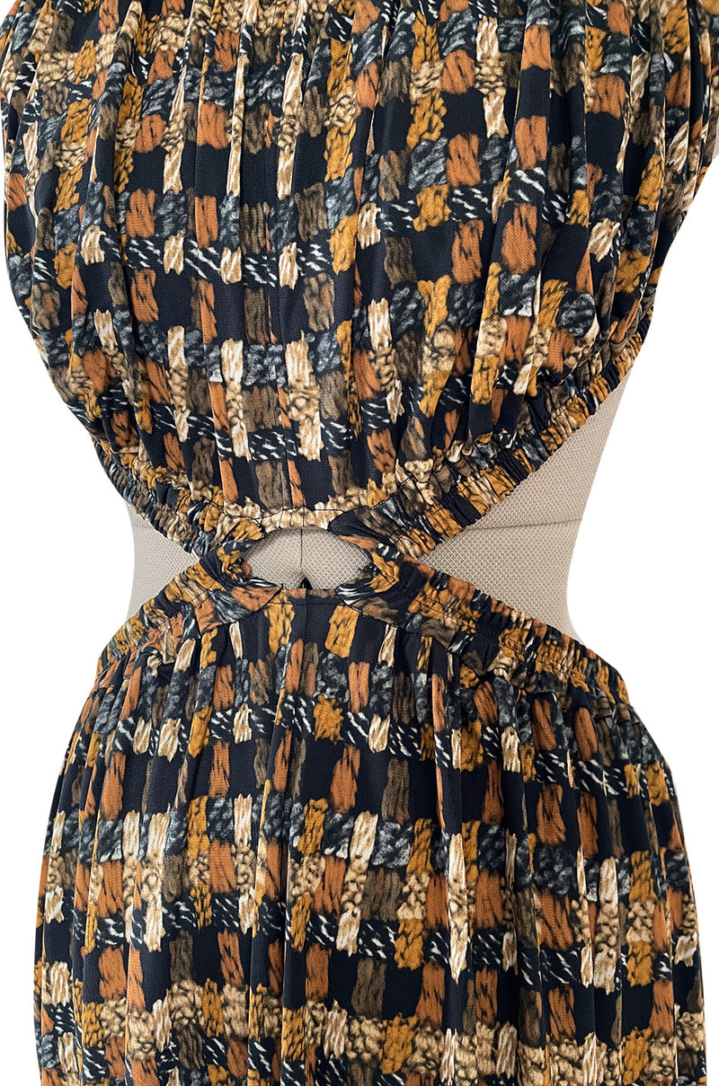 Spring 2017 Celine by Phoebe Philo Runway Basket Weave Print Open Cut Out Jersey Dress
