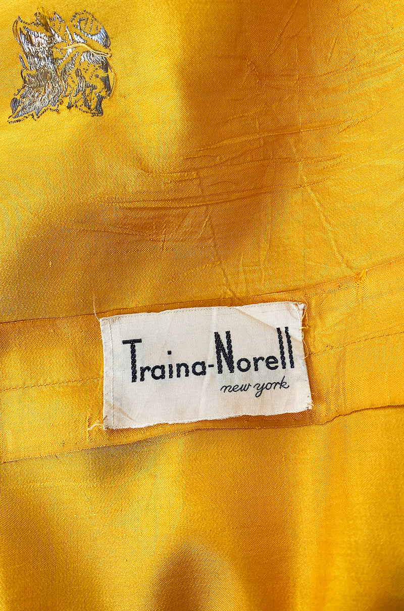 1953 Traina-Norell Metallic Gold Thread Hand Embroidered Couture Dress