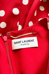 Fabulous Spring 2015 Saint Laurent by Hedi Slimane Red Dot Silk Mini Dress