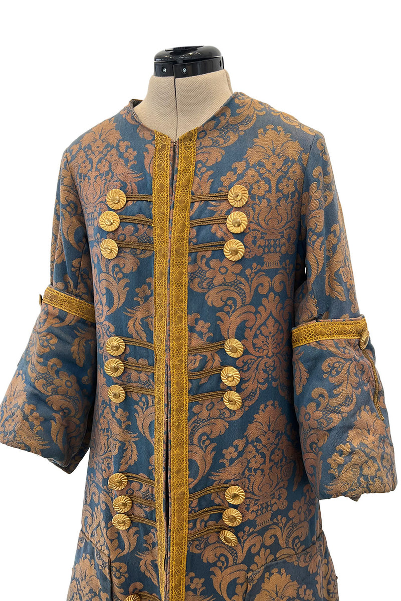 Remarkable Late 1800s Charles H. Fox Theatre Costume Gold & Blue Brocade Great Coat
