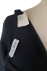 Early 1990s Azzedine Alaia Black Knit Mini Dress w Sheer Raised Edge Skirt & Boy Short Interior