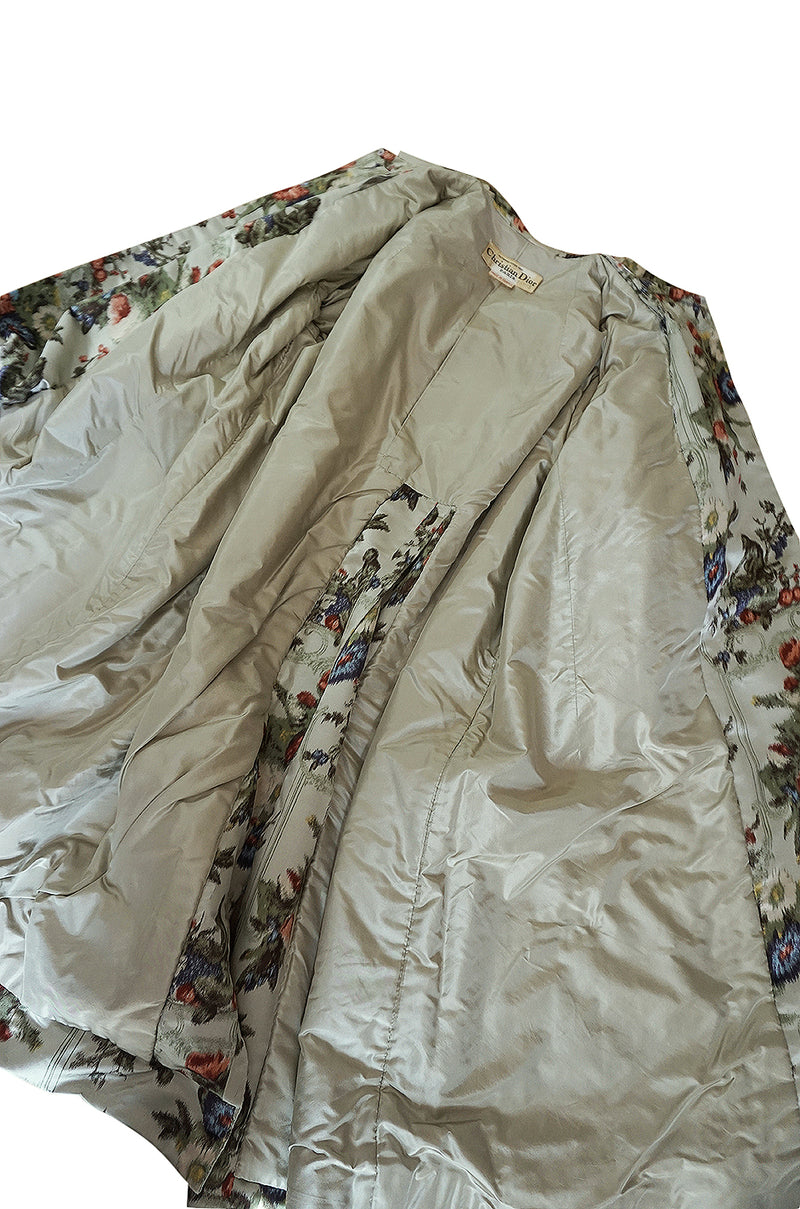 Documented 1957 Christian Dior Haute Couture Silk Monkey Print Coat