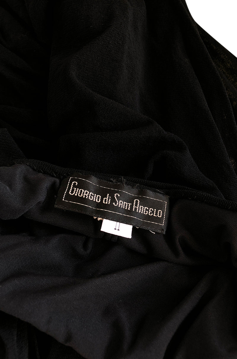 c.1990 Giorgio di Sant Angelo Black Stretch Net Multi Length Dress