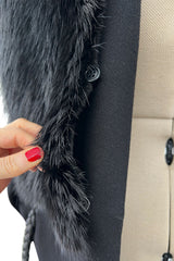Incredible Fall 2006 Alexander McQueen Black Cashmere Coat w Detachable Fur Collar