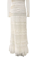 Prettiest 2012 Valentino Tiered Ivory Lace Net Dress w Tiny Sequin & Bead Detailing