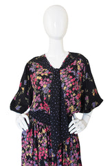 1970s Diane Freis Print Georgette Dress