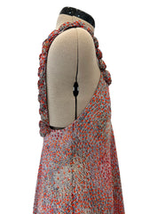 Magical c.1958 Madame Gres Haute Couture Printed Silk Chiffon Dress & Hooded Cape Piece