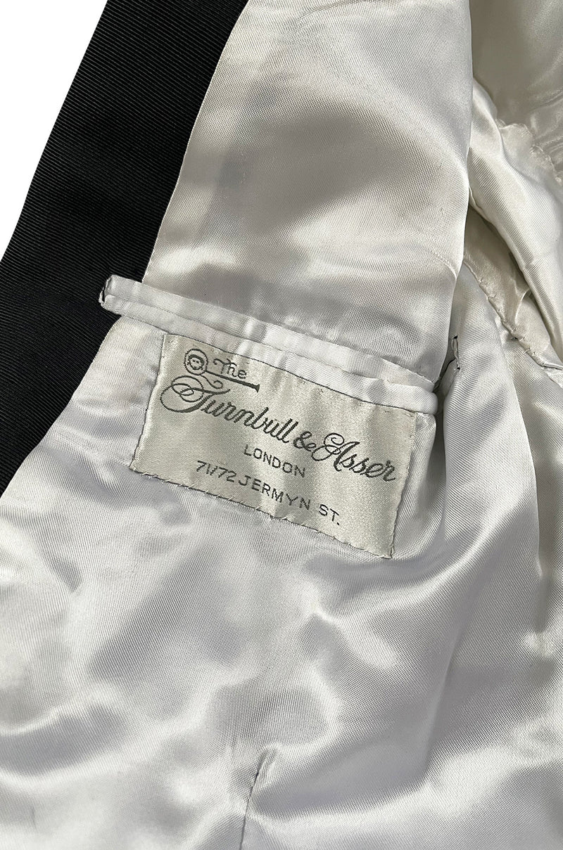 Unbelievable Vintage Turnbull & Asser Men's Black Velvet Smoking Jacket w Braided Silk Cord
