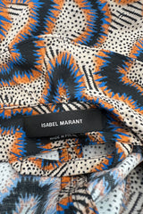 Spring 2017 Isabel Marant "Lavern" Printed One Shoulder Runway Dress w Ruffle Details