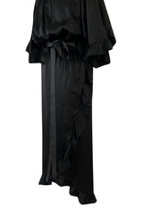 Perfect 1980s Galanos Easy to Wear Little Black Silk Dress w Cape Cut Sleeves