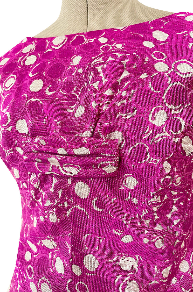 Exceptional Early 1960s Christian Dior by Marc Bohan Pink & White Silk Twill Dress Set