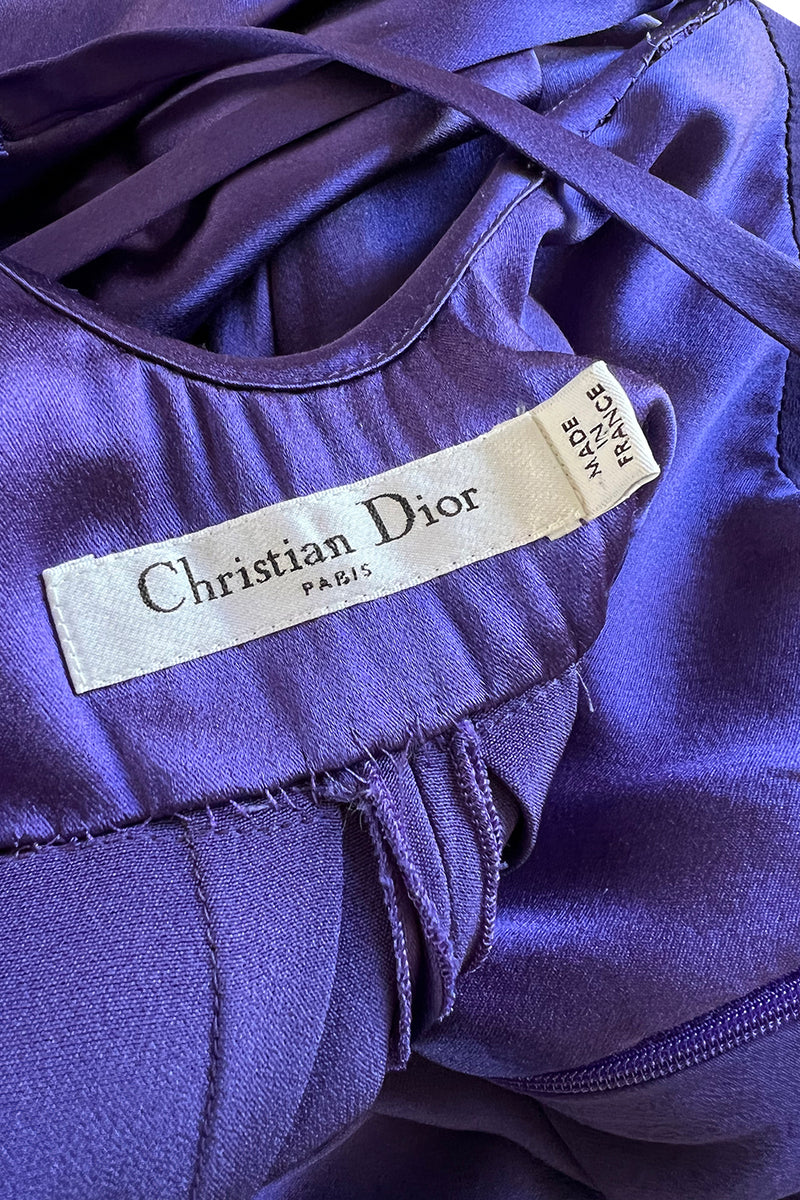 Rare Fall 2011 Christian Dior by John Galliano Purple Silk Satin Open Back Dress