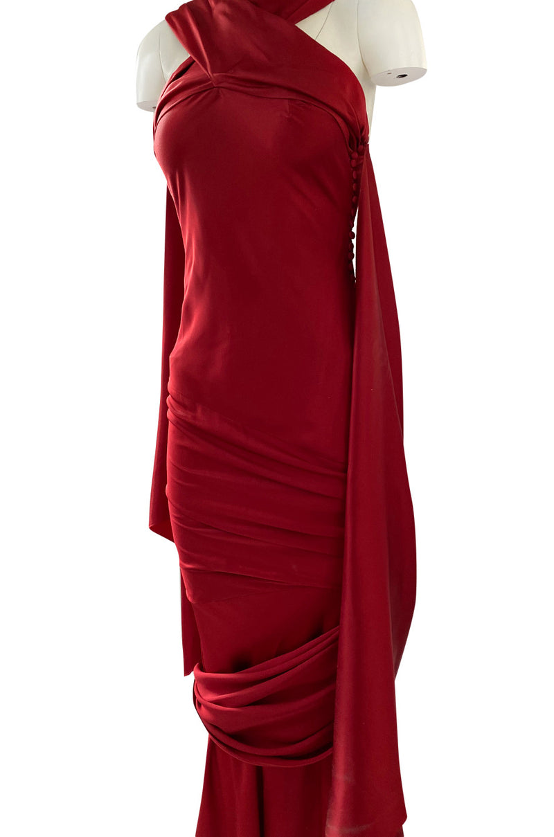 Early 2000s Dior Christian Dior by John Galliano Deep Red Satin Finish Shrimpton Couture Early 2000s Dior Christian Dior by John Galliano Deep Red Satin Finish Shrimpton Couture