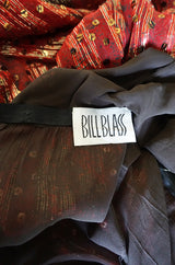 Fall 1979 Bill Blass Couture Hand Sequin Gold & Red Silk Chiffon Dress