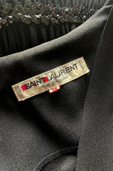 Fall 1983 Yves Saint Laurent Ad Campaign Black Silk Crepe Dress w Sequin Detailing