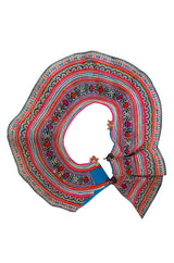 Amazing Antique Turn of the Century Hand Embroidered Colourful Cotton Collar from Laos