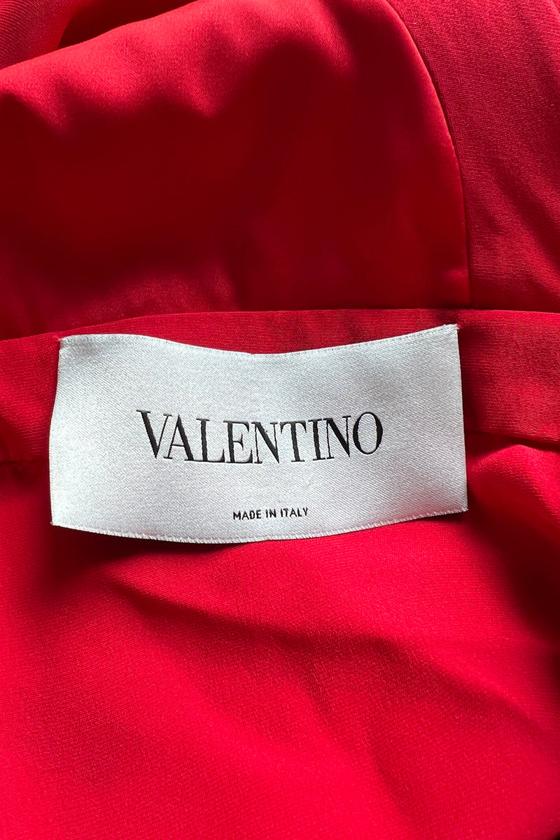 Fabulous Fall 2012 Valentino Red Silk Crepe Jersey Dress w Deep Scalloped Front Plunge